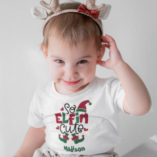 Dus Elfin Cute Persoonlijke naam Elf Kerstmis T-shirt