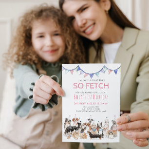 Dus Fetch Puppy Dog Verjaardagsfeest Uitnodiging