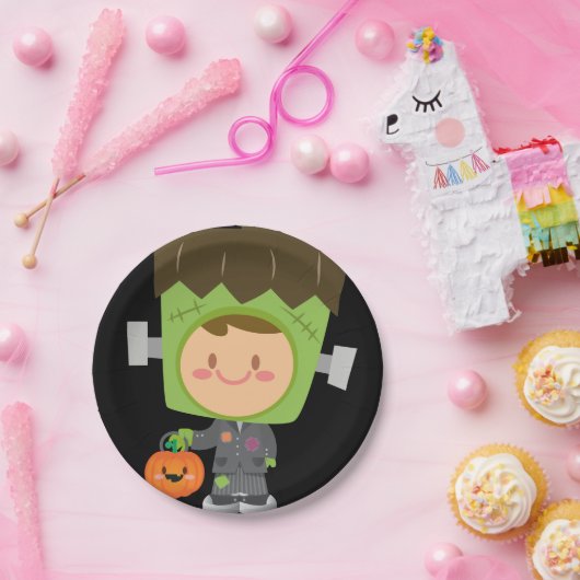 Dus Franken Cute Frankenstein Kinder Halloween Papieren Bordje (Feest)