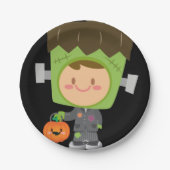 Dus Franken Cute Frankenstein Kinder Halloween Papieren Bordje (Voorkant)