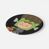 Dus Franken Cute Frankenstein Kinder Halloween Papieren Bordje (Gekanteld)