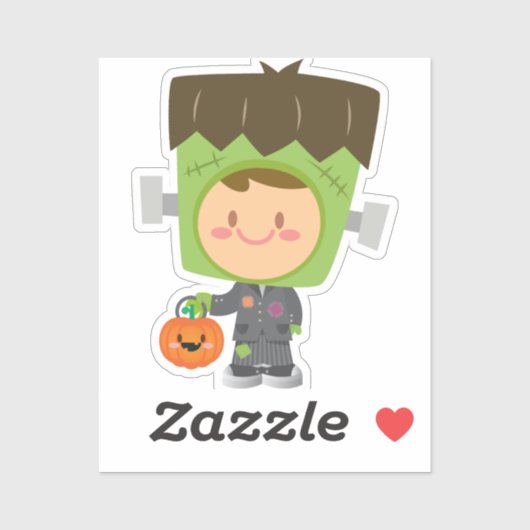Dus Franken Cute Frankenstein Kinder Halloween Sticker (Vel)