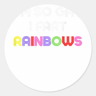 Dus gay, ik scheet regenbogen - grappige gay humor ronde sticker