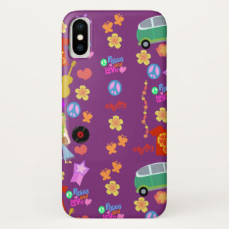 Dus Groovy 60's Paarse patroon iPhone X Hoesje