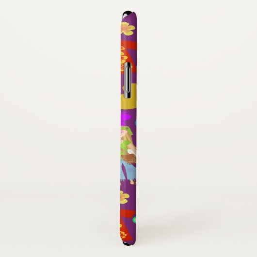 Dus Groovy 60's Paarse patroon Case-Mate iPhone Case (Achterkant / rechts)