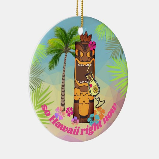 Dus Hawaii nu tiki cocktail palm bomen Keramisch Ornament (Rechts)