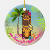 Dus Hawaii nu tiki cocktail palm bomen Keramisch Ornament (Achterkant)