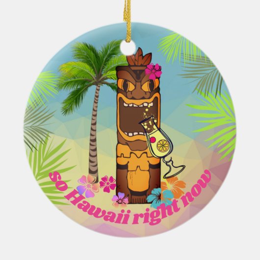 Dus Hawaii nu tiki cocktail palm bomen Keramisch Ornament (Achterkant)