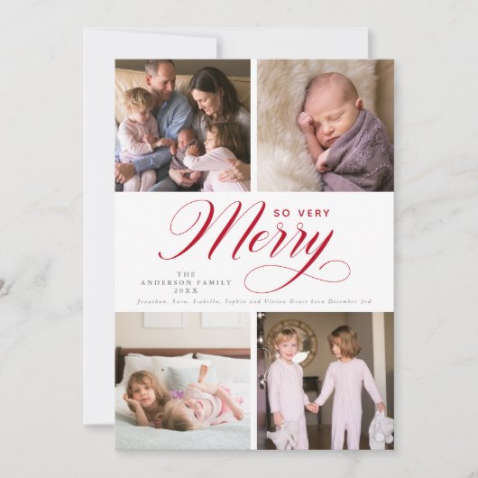 Dus heel prettig 4-fotokerst feestdagenkaart (Voorkant)