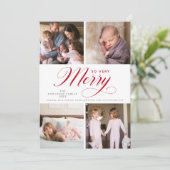 Dus heel prettig 4-fotokerst feestdagenkaart (Staand voorkant)