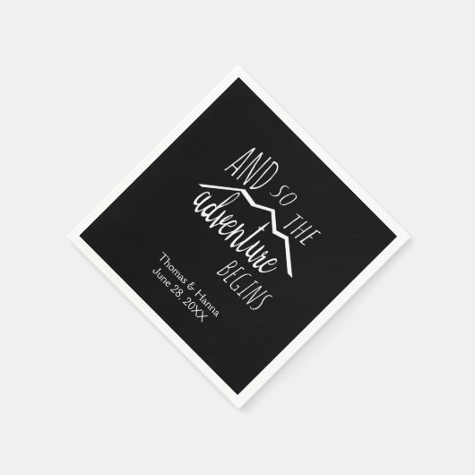 Dus het avontuur begint met de Rustic Mountain Wed Servetten (Hoek)