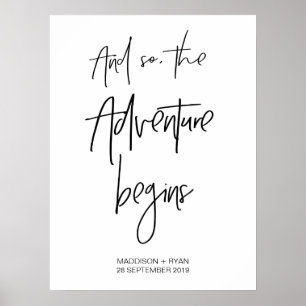 Dus het avontuur begint welkomstbord poster