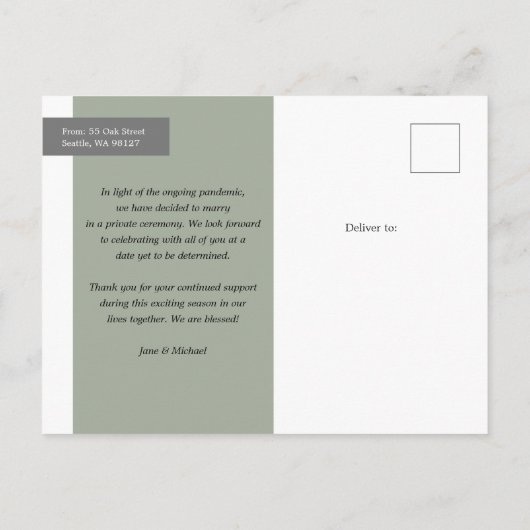 Dus het Briefkaart van de Foto Aankondiging (Achterkant)