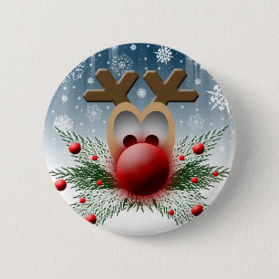 Dus het geeft de rendiervakantiekerst ronde button 5,7 cm