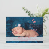 "Dus het wachten waard" adoptie of geboorte aankon Aankondiging (Staand voorkant)