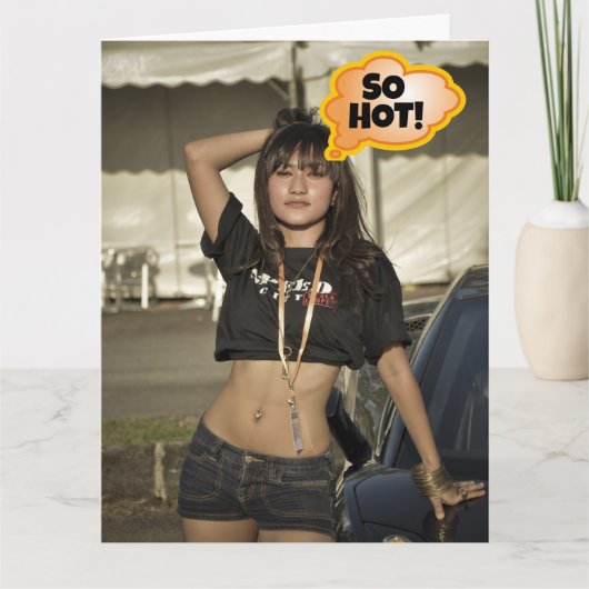 DUS HOE GROTE ASIAN GIRL FUNNY BIRTHDAY KAART VOOR (Voorkant)