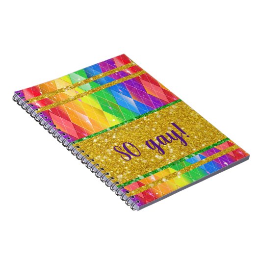 DUS homo! Glitter regenboogpride argyle Notitieboek (Rechterzijde)