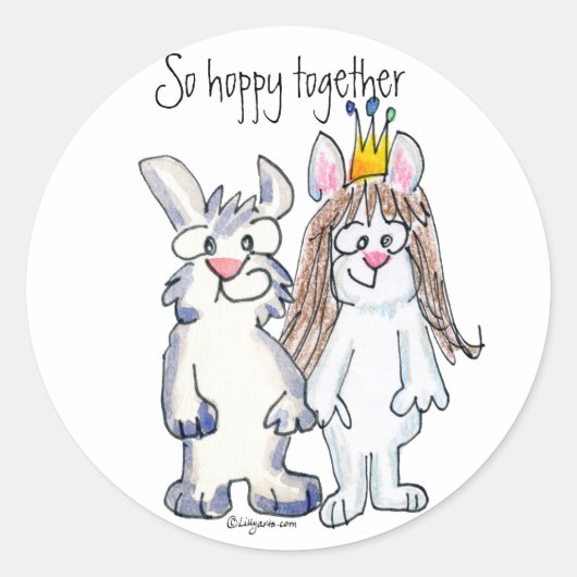 Dus Hoppy Together — Cartoon Rabbit Sticker (Voorkant)
