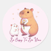 Dus ik ben blij je Schattige Capybara te zien Ronde Sticker (Voorkant)