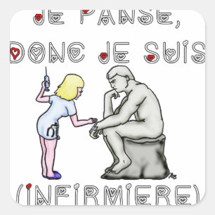 Dus ik ben (verpleegkundige) — woordspeling vierkante sticker