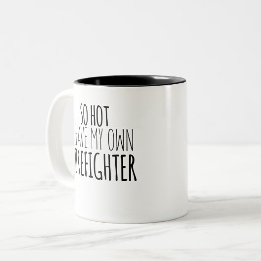 Dus ik heb mijn eigen brandweerman. tweekleurige koffiemok (Voorkant links)