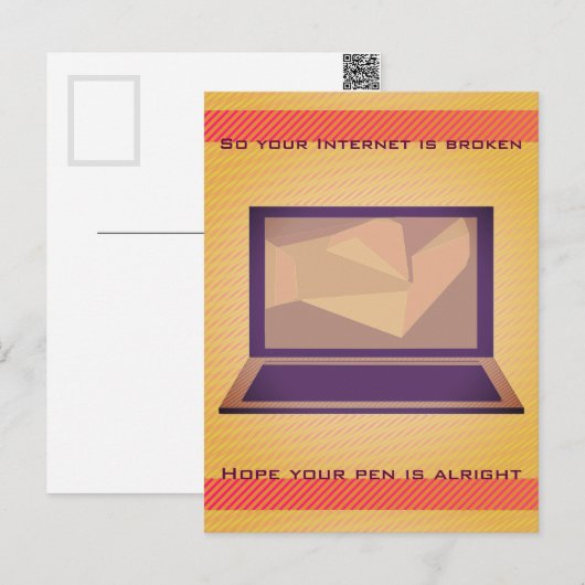 Dus je internet is een gebroken retronotebookcompu briefkaart (Voorkant / Achterkant)