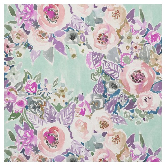 DUS LUSCIOUS kleurrijk Mint Boho Floral Pattern Stof (Swatch)