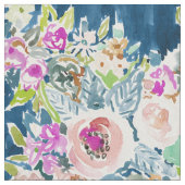 DUS LUSCIOUS kleurrijke marine Boho Floral Pattern Stof (Close Up)