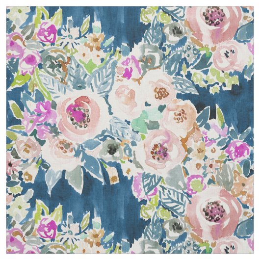 DUS LUSCIOUS kleurrijke marine Boho Floral Pattern Stof (Swatch)