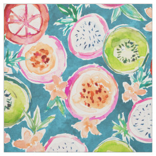 DUS NICE Colorful Tropical Fruit Waterverf Stof