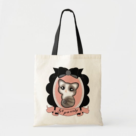 Dus purperte kitten canvas tas (Voorkant)