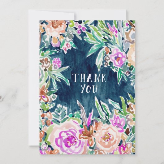 DUS RICH kleurrijke Floral DANK JE VLOT Kaart (Voorkant)