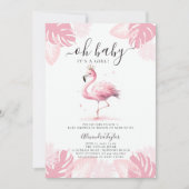 Dus roze flamingo tiara tropisch meisje Baby showe Kaart (Voorkant)