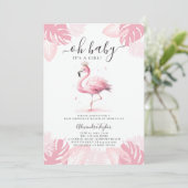 Dus roze flamingo tiara tropisch meisje Baby showe Kaart (Staand voorkant)