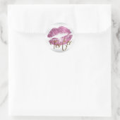 Dus roze glitter lippen 3 - Tester Ronde Sticker (Tas)