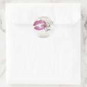 Dus roze glitter lippenstift op wit - Dank je Ronde Sticker (Tas)