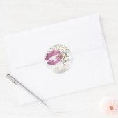 Dus roze glitter lippenstift op wit - Dank je Ronde Sticker (Envelop)