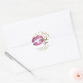 Dus roze glitter lippenstift op wit - Dank je Ronde Sticker (Envelop)