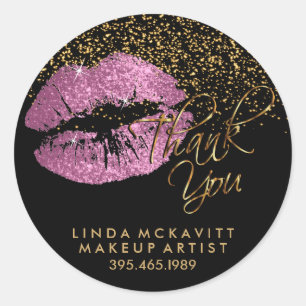 Dus roze glitter lipstick - Dank je Ronde Sticker