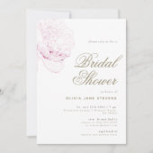Dus roze Peony Elegant Script Floral Vrijgezellenf Kaart (Voorkant)