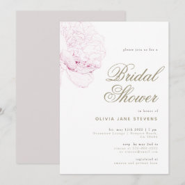 Dus roze Peony Elegant Script Floral Vrijgezellenf Kaart