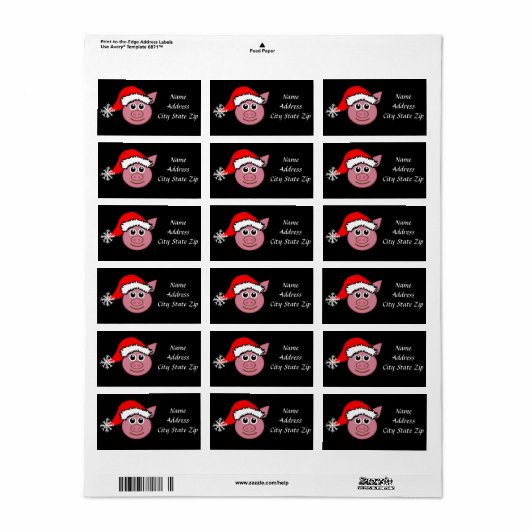 *DUS SCHATTIGE KERSTVARKEN " ADRESLABEL ETIKET (Full Sheet)