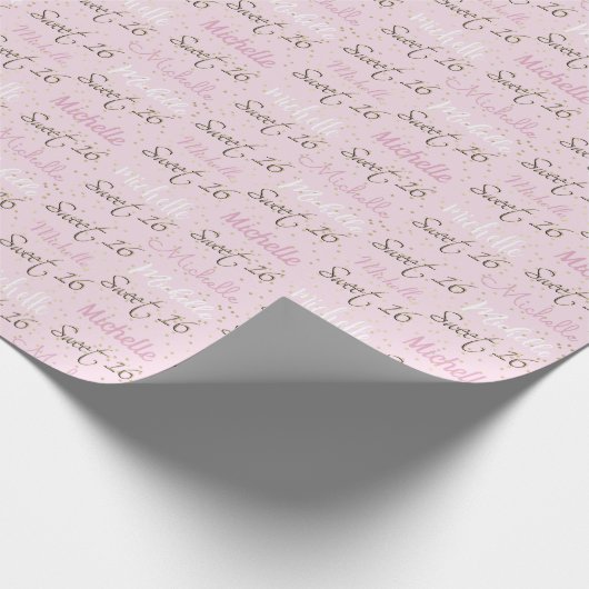 Dus Sweet 16 in Lichtroze en Goud Cadeaupapier (Hoek)