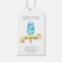 Dus Sweet Blue Ice Cream verjaardagsfeestje cadeau Cadeaulabel