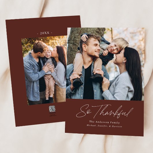 Dus Thankful Brown 2 Foto Thanksgiving Feestdagenkaart