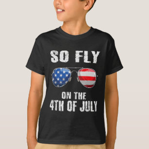 Dus vlieg 4 juli Amerikaanse vlag Sungles Boys Kin T-shirt