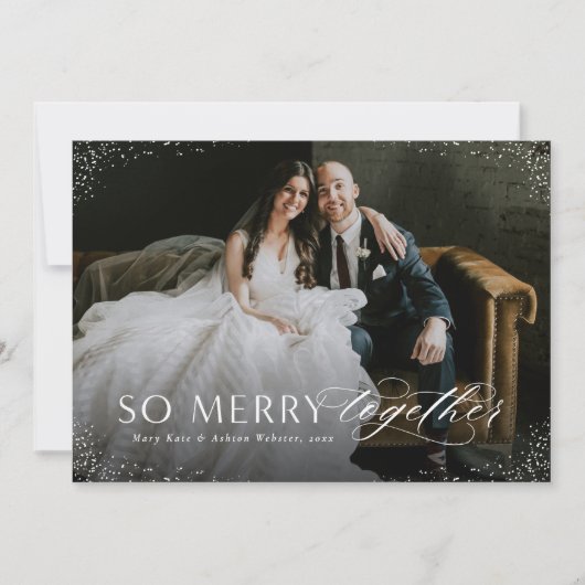 Dus vrolijk samen pasgetrouwde vakantie fotokaart feestdagenkaart (Voorkant)