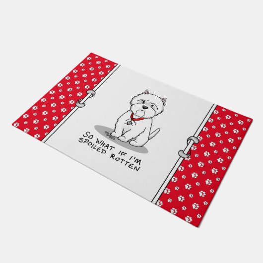 Dus wat als ik bedrukt ben, Rotten Westie Dog? Deurmat (Schuin)