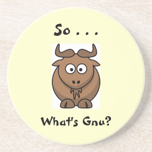 Dus.. . . Wat is Gnu? Zandsteen Onderzetter (Voorkant)