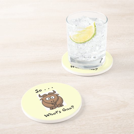 Dus.. . . Wat is Gnu? Zandsteen Onderzetter (Zijkant)